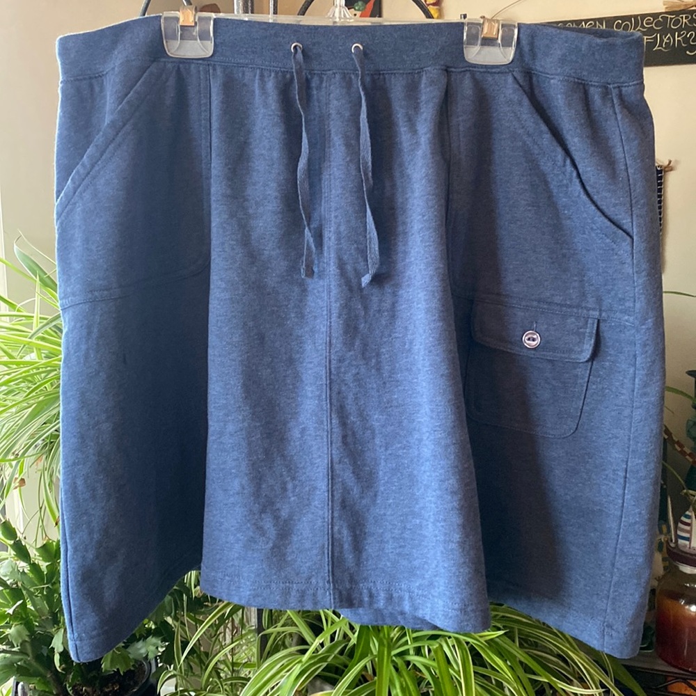 Sport Savvy Skirt with Pockets, French Terry, Heather Blue, 2X, EUC